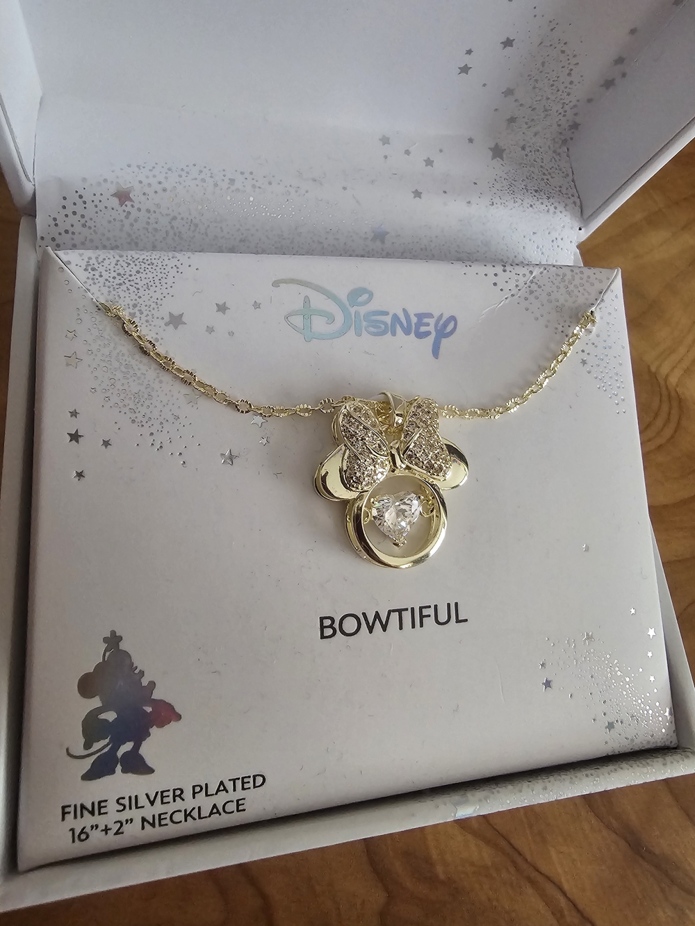 Disney Bowtiful Gold Bow & Crystal Minnie Necklace - Picture 4 of 5